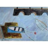 Daphne McCLURE (1930) St Ives Harbour Oil on Canvas Signed. Signed and inscribed to verso 25x35cm