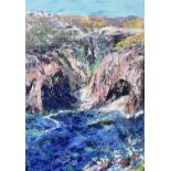 Judith VINCENT (XX-XXI), Cornish Headland, Acrylic on canvas, Signed, 36cm x 25cmCondition report: