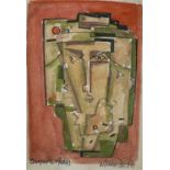 William BLACK (20th Century St Ives School) Composite Heads Watercolour Signed, inscribed and