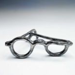 Francis HEWLETT (1930-2012)Silver Lustre Specs Ceramic sculptureHeight 7.5cm, maximum length 29cm