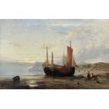 Edwin HAYES (1819-1904) Boats Aground Oil on canvas Signed 51x76cm