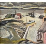 Irish Harbour Oil on board John Magee Gallery, Belfast label to verso 40x45cmCondition report: