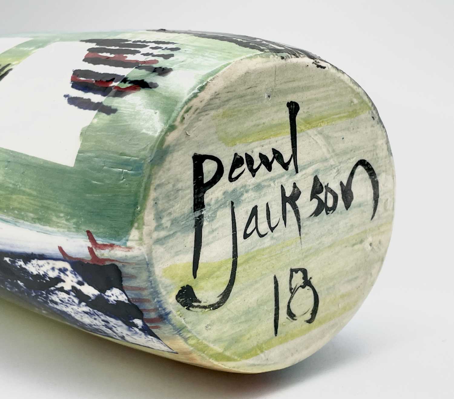 Paul JACKSON A ceramic vase with painted abstract decoration Signed and dated '18 to base Height - Image 4 of 7