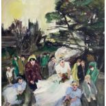 Gill WATKISS (1938) Country Wedding, St Erth Oil on board Signed Further signed, inscribed and dated