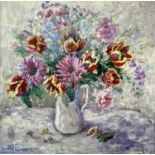 Caroline ILLSLEY BARNETT (1939) The Jug of Flowers, St Ives Acrylic on canvas Signed, initialled and