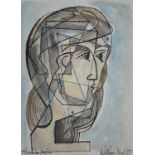 William BLACK (20th Century St Ives School) Head in Profile Watercolour with ink Signed, inscribed
