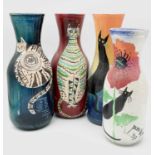 PONKLE (1934-2012) Four painted carafes