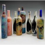 PONKLE (1934-2012) Eight painted glass bottles