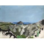 Dick GILBERT (1935 - 2008) Godrevy Gouache 38 x 51cm Born in Hayle, Cornwall, the painter Dick