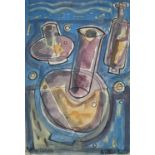 William BLACK (20th Century St Ives School) Bottles Still Life Watercolour with ink Signed, dated '