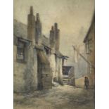 Claude Hamilton ROWBOTHAM (1864-1949) A Cornish Street Watercolour Signed and dated 1908 36.5x27cm