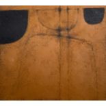 Terry WHYBROW (1932-2020) Abstract boat hulls on ochre Oil on board Signed and dated '86 to verso