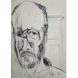 Julian DYSON (1936-2003) Self Portrait Ink drawing Signed and dated '75 17.5cm x 25 cm
