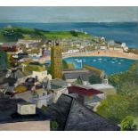 Andrew Stewart WEIR (1948) St Ives Harbour and Roof Tops, from the Bellyars Oil on board