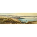 Sydney E. HART (1867-1921) St Michael Mount from Above Newlyn Watercolour Signed 52 x 16cm