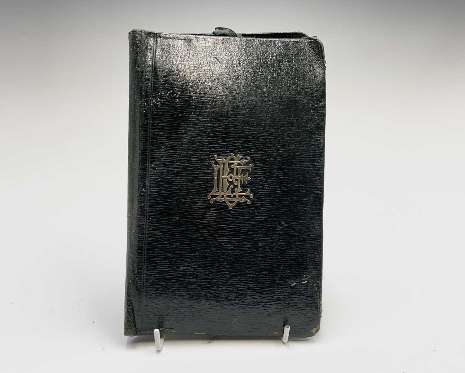 An Edwardian black leather toilet case with silver mounts hallmarked 1901 and 1902Condition - Image 11 of 32