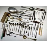 Two silver-mounted brushes epns cutlery, etc.