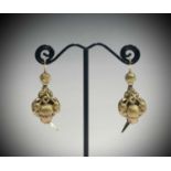 A pair of Victorian 15ct gold acorn earrings 7.4gm