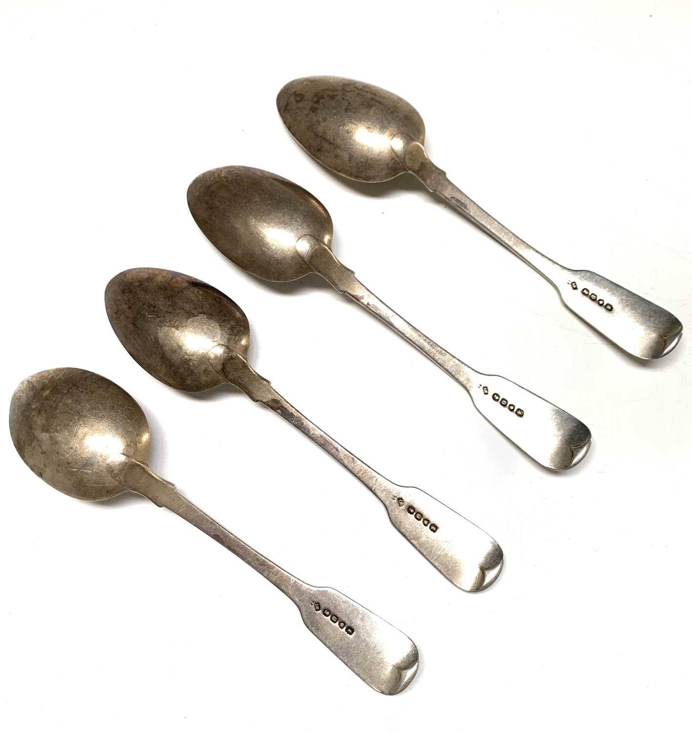A set of four George IV silver fiddle pattern tablespoons by Jonathan Hayne London 1828 9.7oz - Bild 2 aus 2