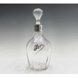 A glass silver-mounted port decanter 23cmCondition report: Damage beneath collar, indistinct mark