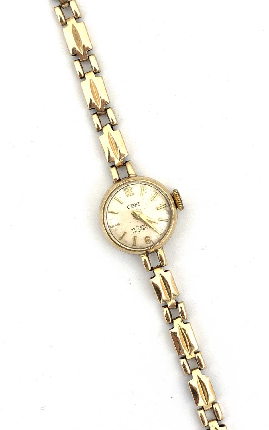 A ladies Croff gold cased wristwatch on 9ct gold bracelet 12.6gm - Image 2 of 2