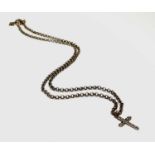 A 9ct belcher link gold necklace with gold cross 5.2gm 61cmCondition report: Chain broken
