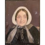 Finely painted portrait miniature. Portrait of a mature Victorian ladyWatercolour on ivory in