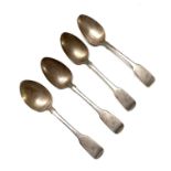 A set of four George IV silver fiddle pattern tablespoons by Jonathan Hayne London 1828 9.7oz