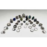 A collection of silver rings 277.2gmCondition report: 21 rings marked 925, 13 rings unmarked, of