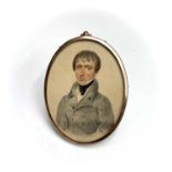 Portrait miniatureJoseph Paice Jnr, A young gentleman, he wears a curled wig, blue coat, waistcoat