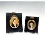 Portrait miniaturesAn early 19th century portrait of a gentleman in a blue coat and