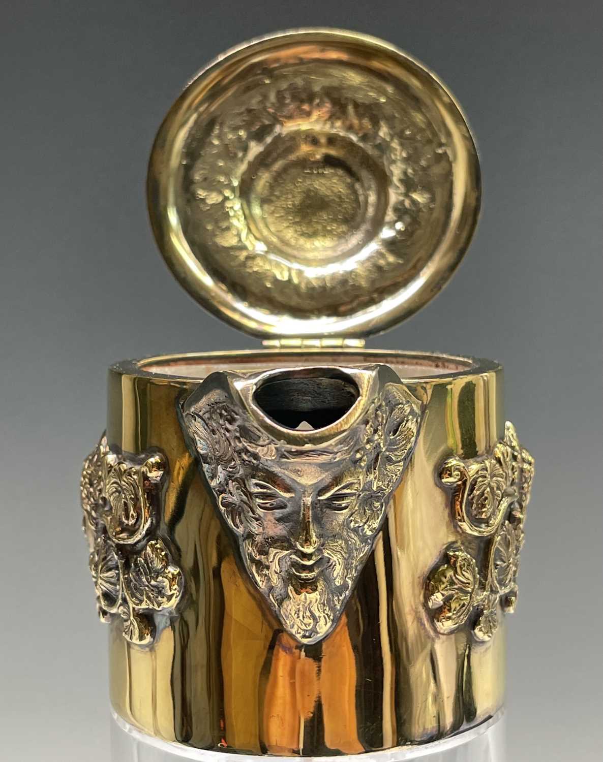 An Asprey claret jug the glass body cut and engraved with vines the silver-gilt mount with - Image 10 of 16