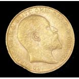 Sovereign 1908Condition report: Almost Uncirculated but edge knock/ Almost uncirculated