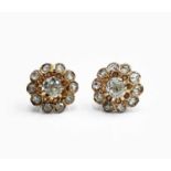 A pair of rose diamond cluster earrings, diameter of each head 8.8mm, boxedCondition report: Tiny