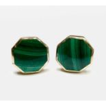 A pair of 9ct gold and malachite cufflinks with millennium mark for Sheffield 2000 12.6gmCondition