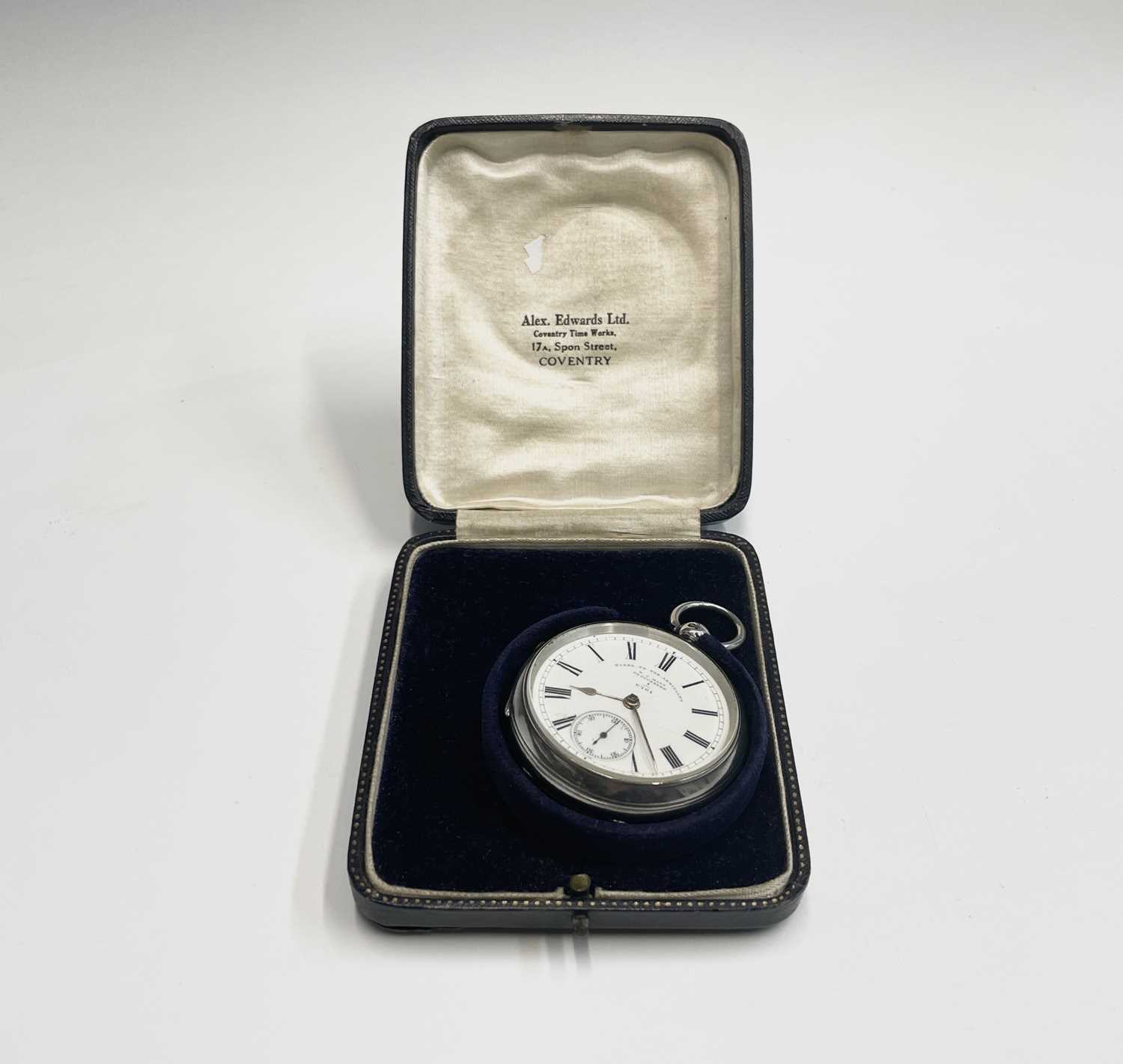 A silver cased open-face pocket watch by W C Mann Gloucester "Maker to The Admiralty" with key - Image 8 of 9