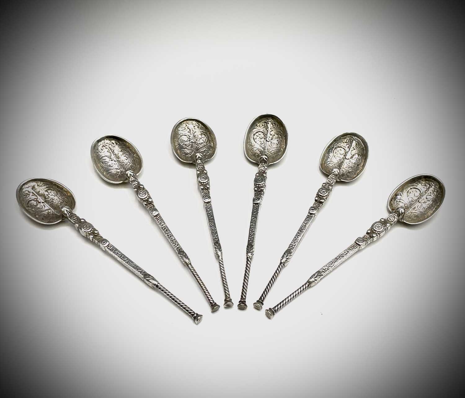 A set of six Edward VII coronation coffee spoons copying the anointing spoon Birmingham 1902 2.