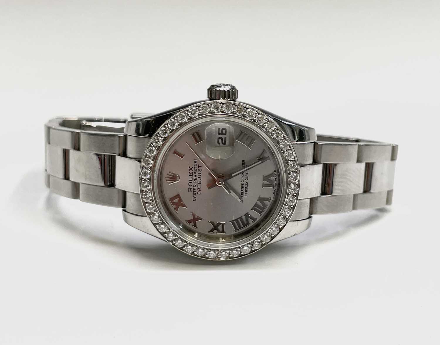 A Rolex ladies Oyster Perpetual Datejust Superlative Chronometer with diamond bezel, diameter 26. - Image 10 of 23