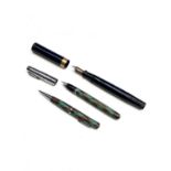 A Swan Mabie Todd L 470/52 Blue/Black,Marble Leverless fountain pen with size 4 14ct gold nib. The