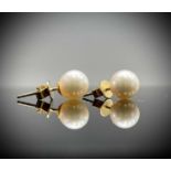 A pair of Akoya 7.5mm pearl ear studs in 18ct gold.Condition report: These 7.5mm pearl ear-studs are