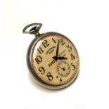A keyless pocket watch inscribed 'Patek Philippe Geneve'.Condition report: Doesn't work
