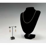 A gold rope 60cm necklace and a pair of 9ct earrings 7.6gm