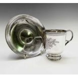 A Russian Moscow silver cup and saucer with engraved decoration Marks dated 1893 171gmCondition