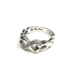 A Tiffany Paloma Picasso Double Loving Heart ring in 18ct white gold set with diamonds Size K/L 6gm.