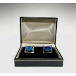 A pair of 10ct gold opal set cuff-links 10.8gmCondition report: These are in very good condition