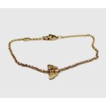 A Theo Fennell 18ct gold bee 18.5cm bracelet with diamond set clip, 3.6gmCondition report: Length: