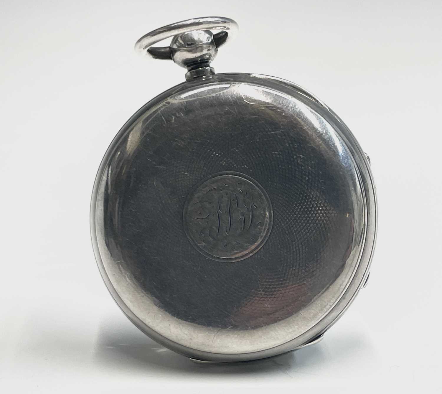 A silver cased open-face pocket watch by W C Mann Gloucester "Maker to The Admiralty" with key - Image 5 of 9