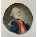 Portrait miniature Georgian. A be-wigged military gentleman in the uniform of the American