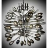 A WMF long dessert spoon and other cutlery including a little Indian silver, etc.
