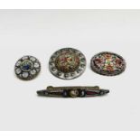 Four micro-mosaic brooches